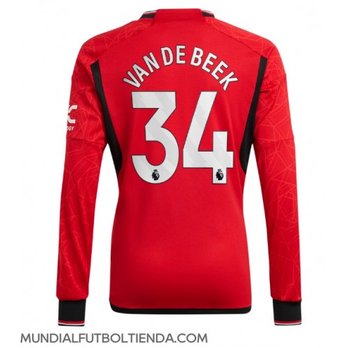 Camiseta Manchester United Donny van de Beek #34 Primera Equipación Replica 2023-24 mangas largas